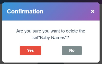 Load the input set, In this example the baby names are loaded - Spin In Wheel